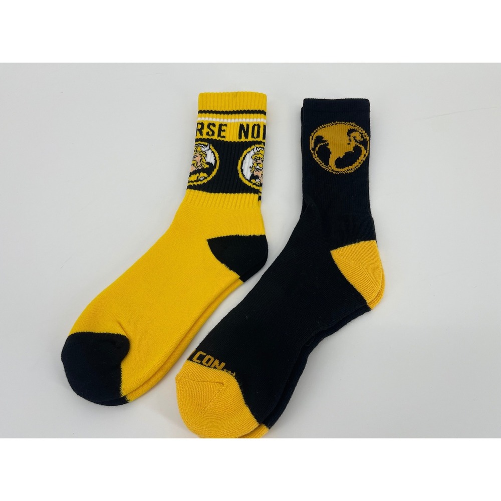 Norsemen Crew Socks One Size Black Yellow Excellent Graphic Athletic Fan Gear